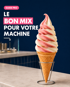 Illustration — le bon mix pour votre machine, avec un cornet de glace italienne rose et blanche