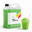 Sirop à granita Pomme Verte, bidon 5 L et granité — visuel de présentation