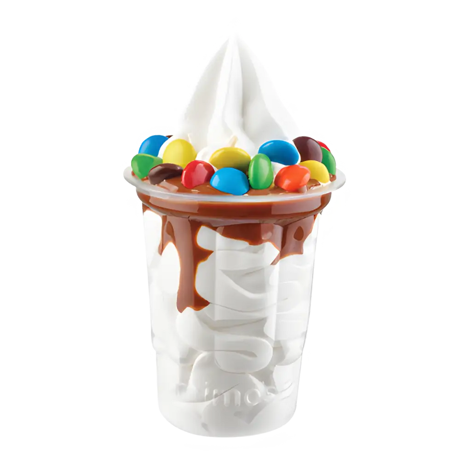 Sundae Mix Neutre avec crème glacée, sauce chocolat et M&Ms colorés